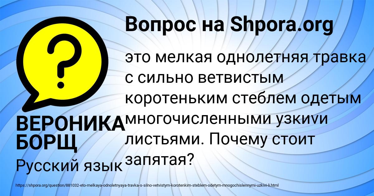 Картинка с текстом вопроса от пользователя ВЕРОНИКА БОРЩ