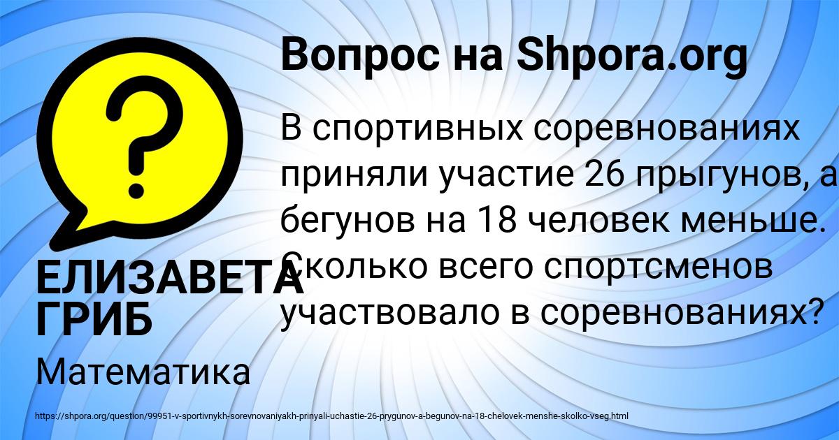 Картинка с текстом вопроса от пользователя ЕЛИЗАВЕТА ГРИБ